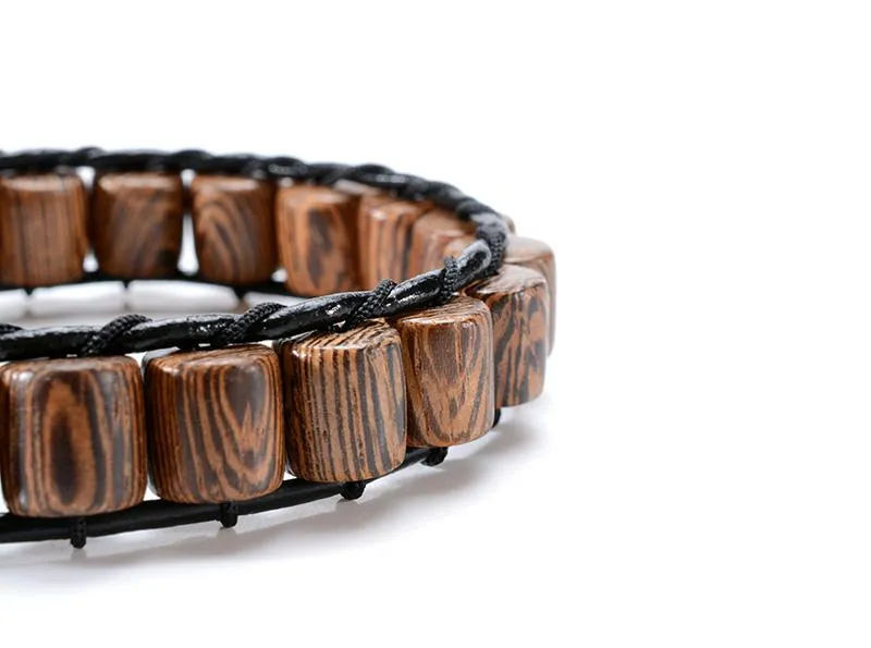 Black Yak Bone &amp Wenge Wood Beaded Bracelet