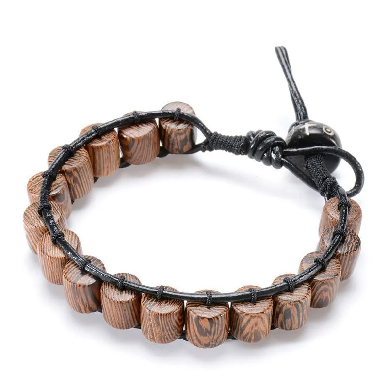 Black Yak Bone &amp Wenge Wood Beaded Bracelet