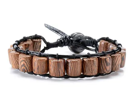 Black Yak Bone &amp Wenge Wood Beaded Bracelet