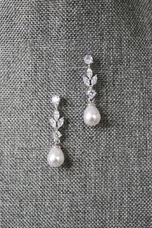 BLAISE Simulated Diamond and Pearl Drop Earrings