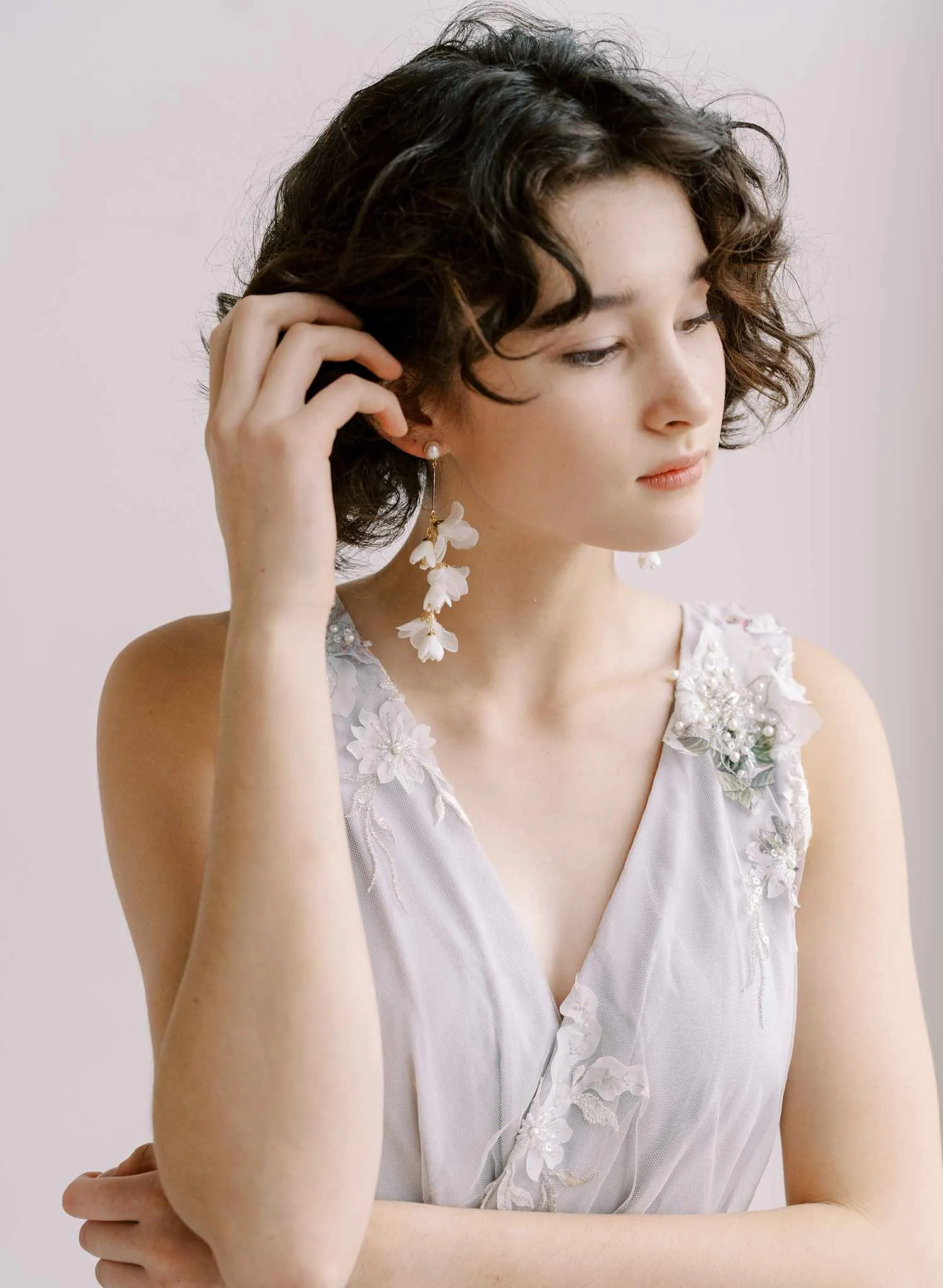 Blossom and silk dangling earrings - Style #2306