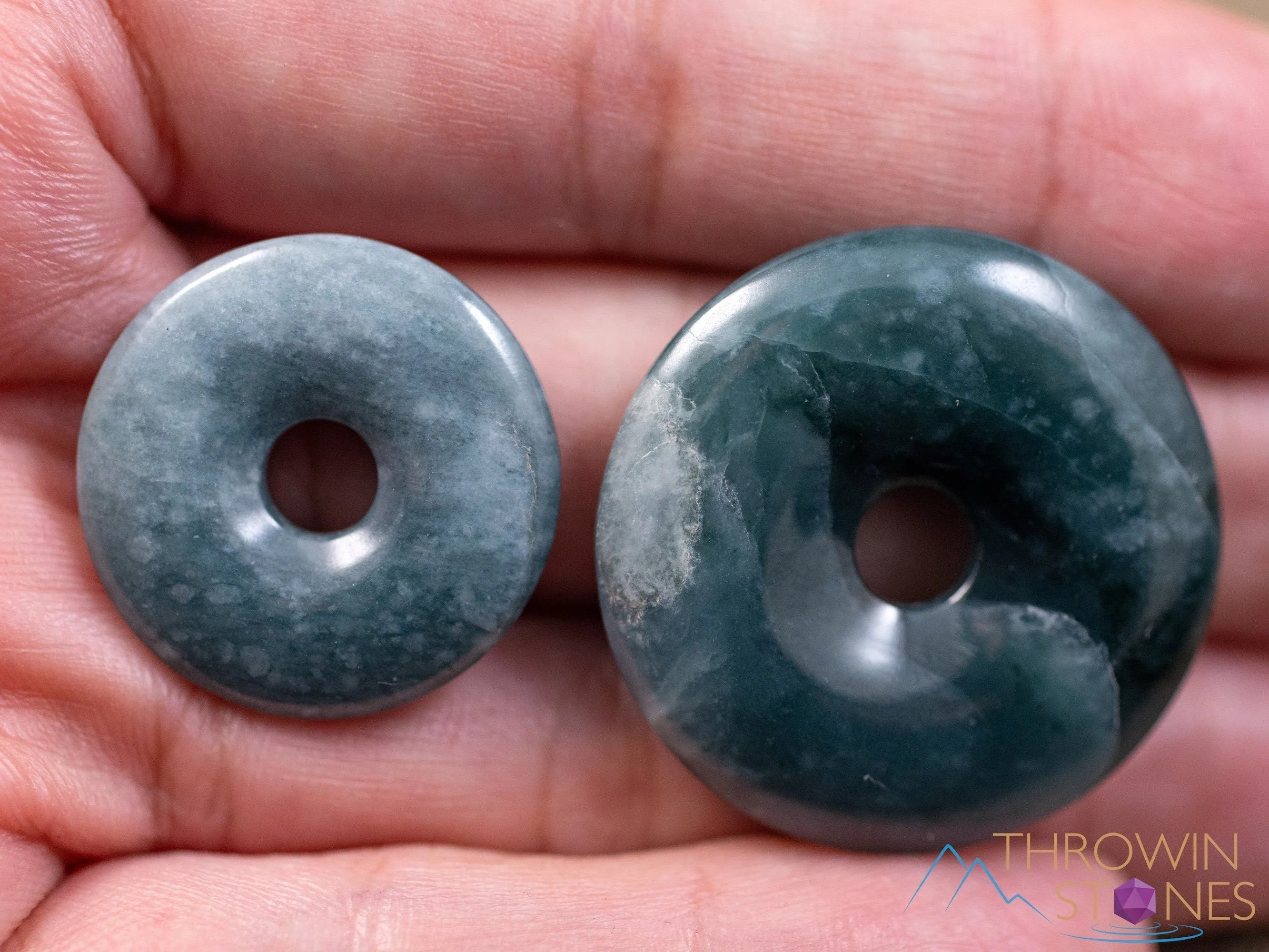 Blue JADE Crystal Pendant - Donut Bead - Handmade Jewelry, Healing Crystals and Stones, E2072