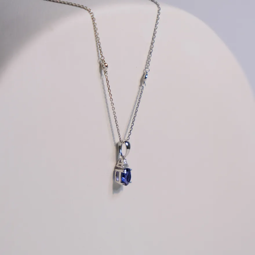 Blue Sapphire & Diamond Necklace