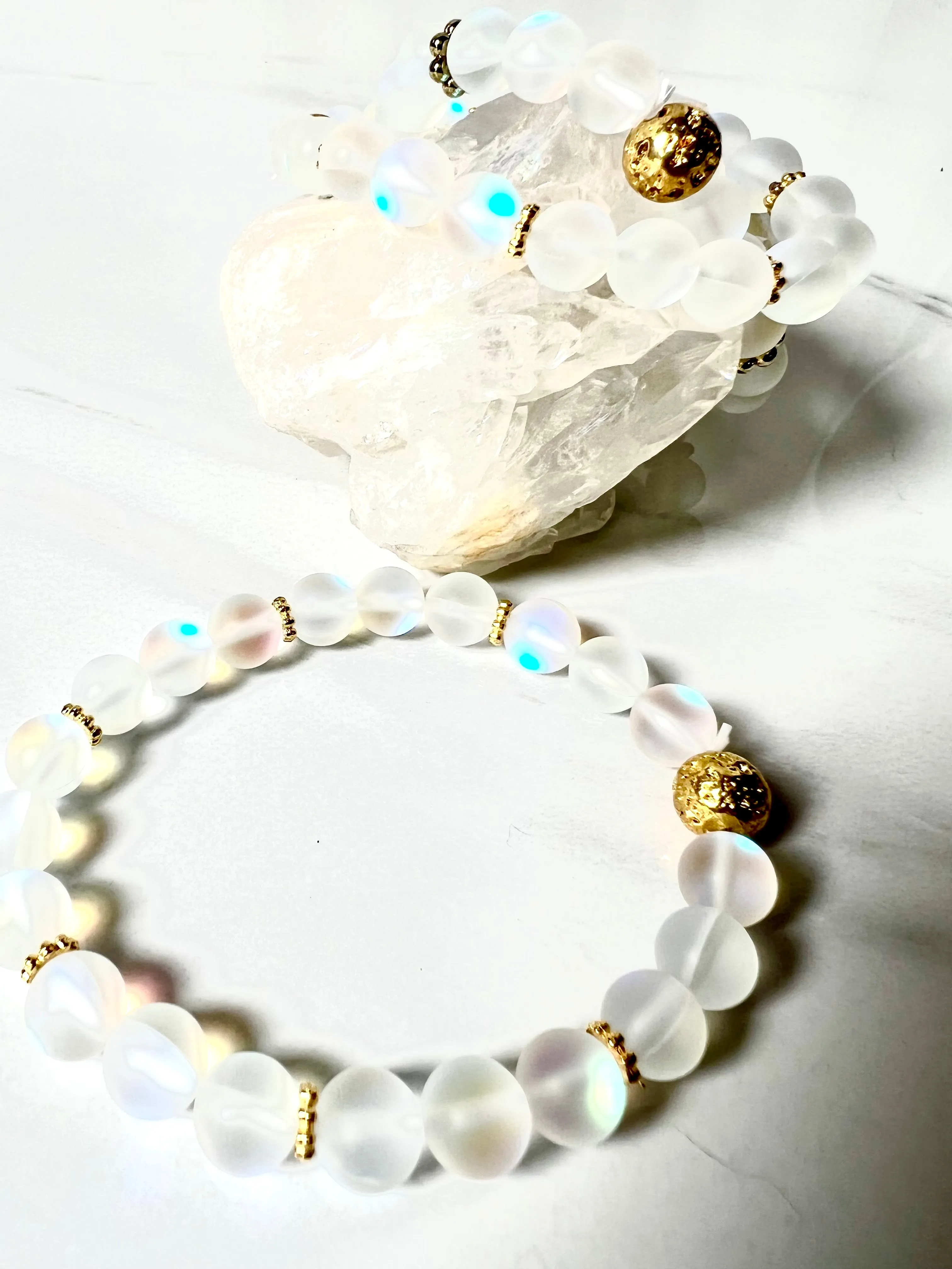 Bracelet, Aurora Borealis Quartz, Stone of the Heavens