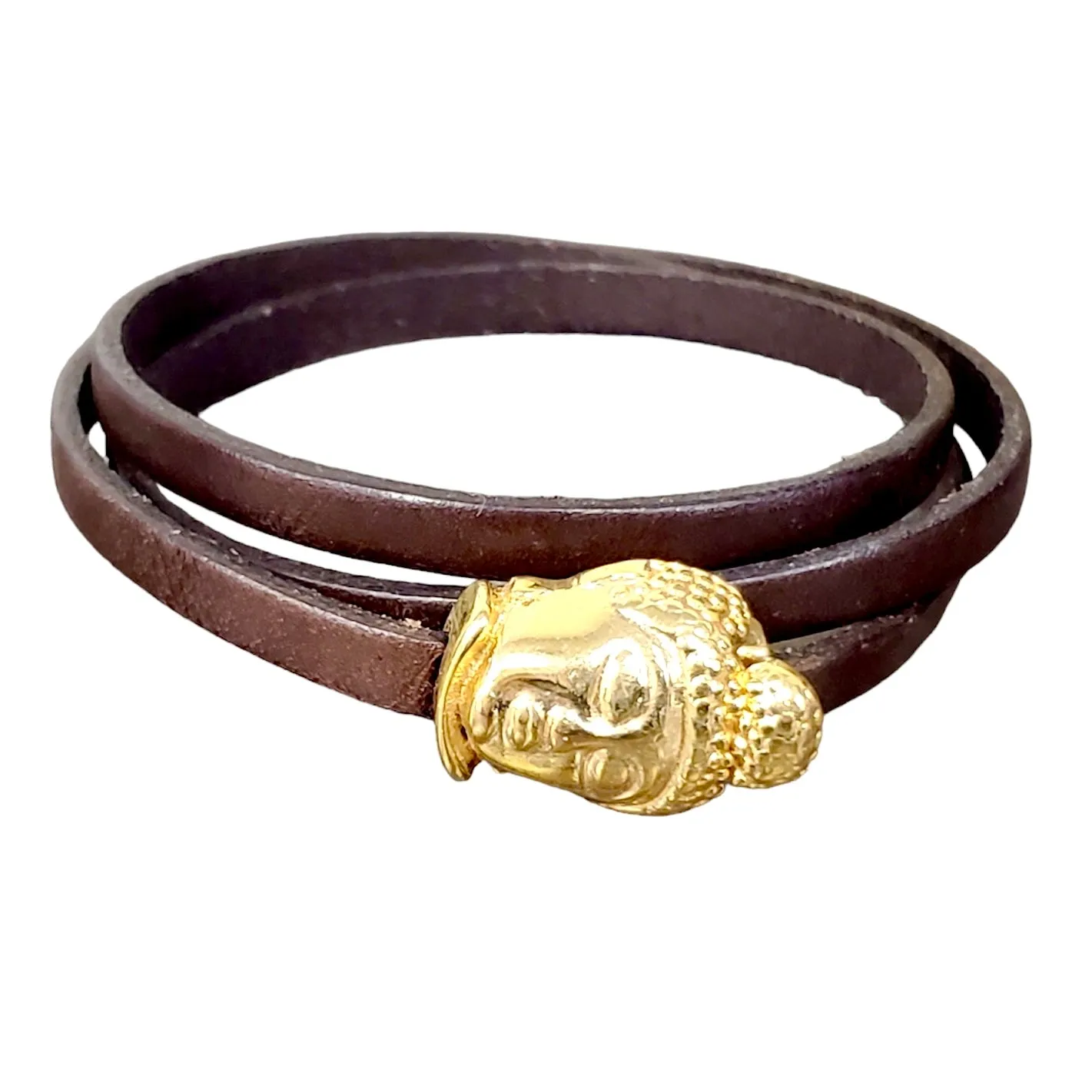 Buddha on Leather Bracelet