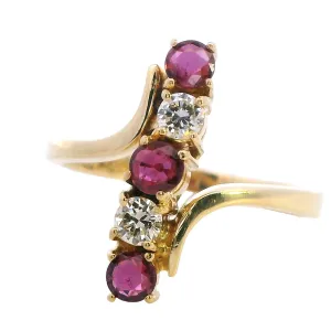 Captivating 18ct Yellow Gold Ruby & Diamond Wave Ring