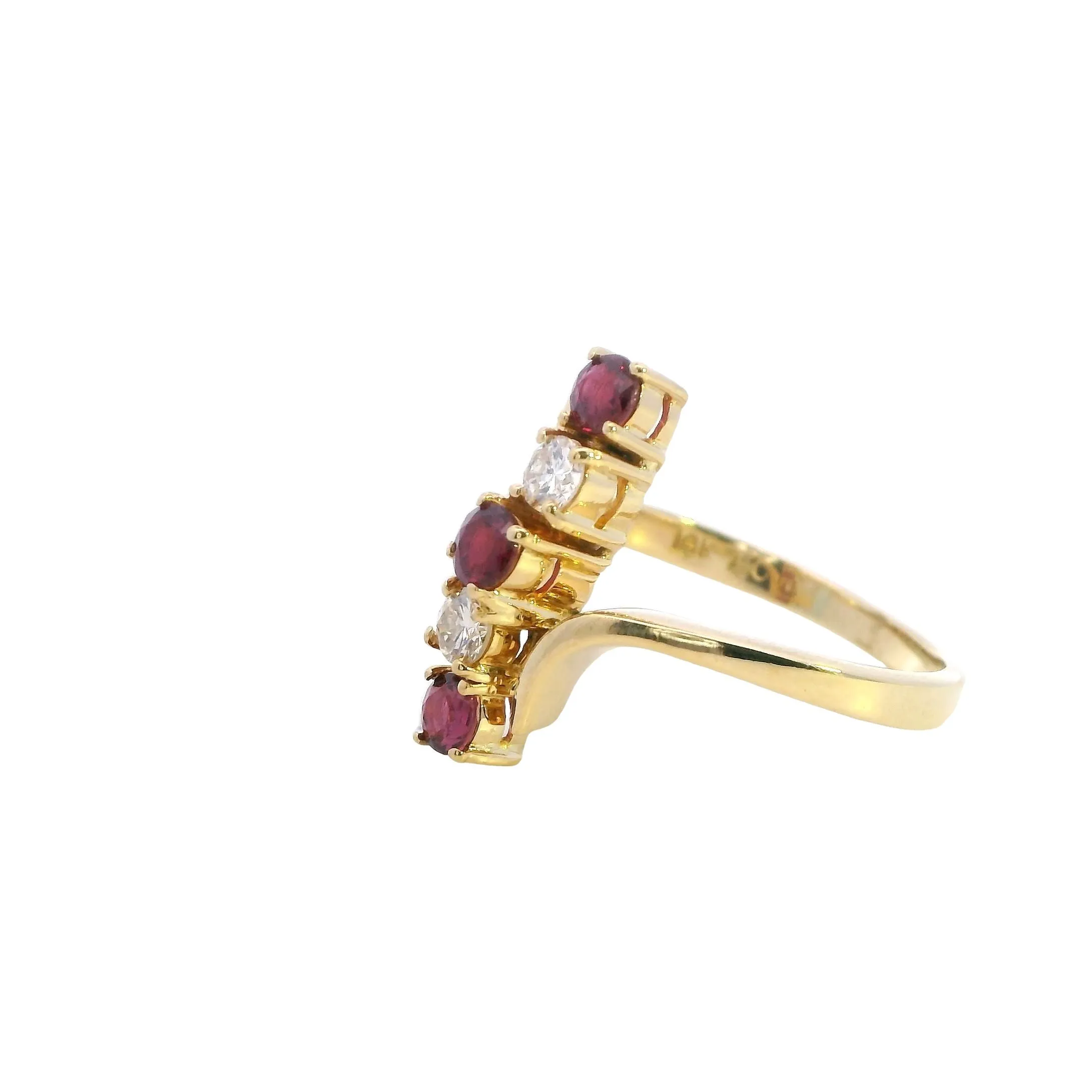 Captivating 18ct Yellow Gold Ruby & Diamond Wave Ring