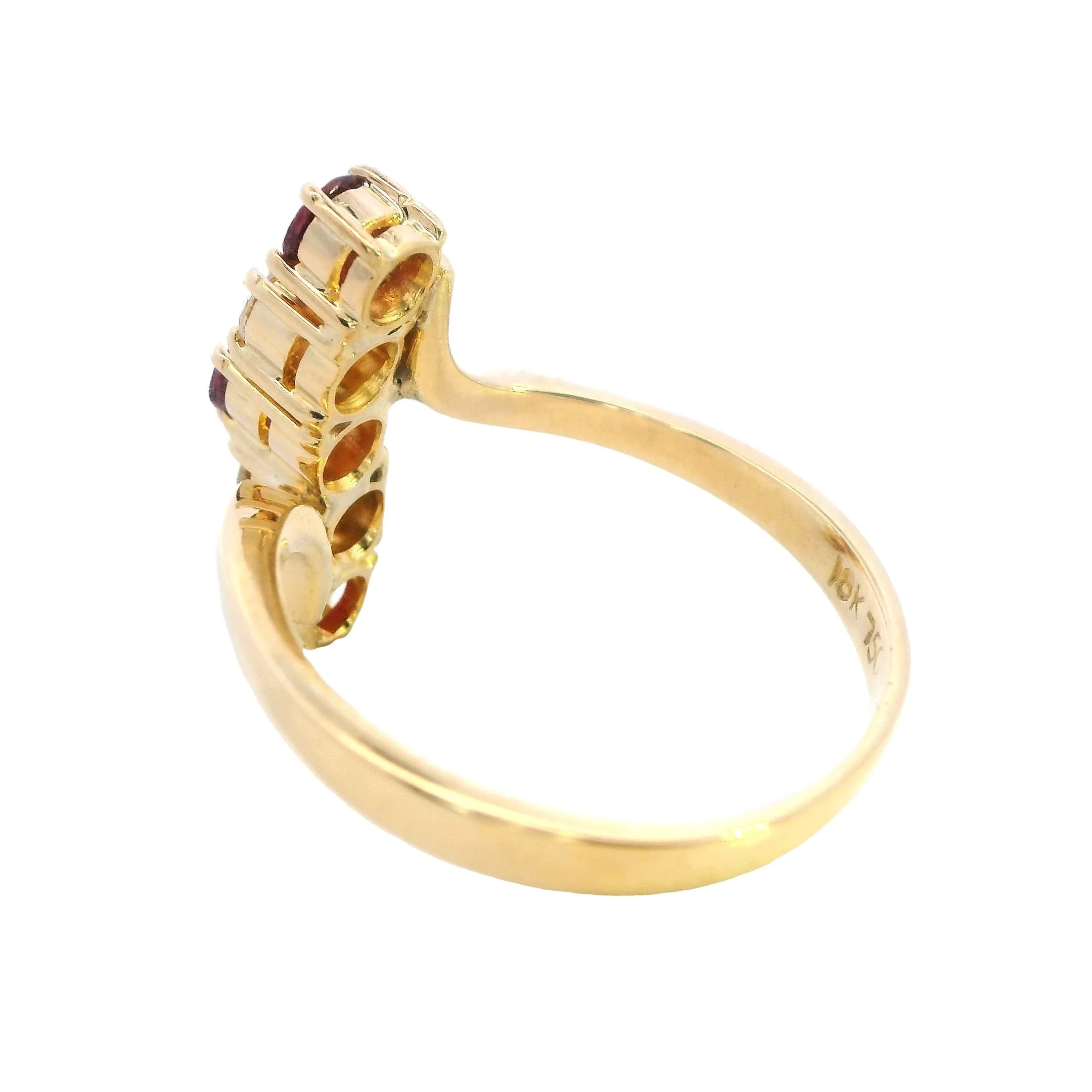 Captivating 18ct Yellow Gold Ruby & Diamond Wave Ring