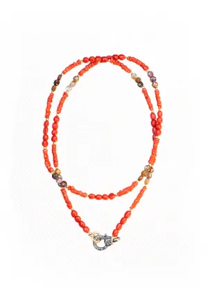 Catherine Michiels Coral Heishi Red Tourmaline Bead Necklace