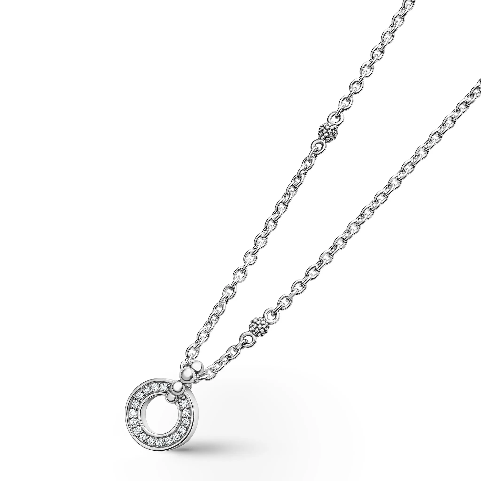 Caviar Spark Diamond Circle Pendant Necklace