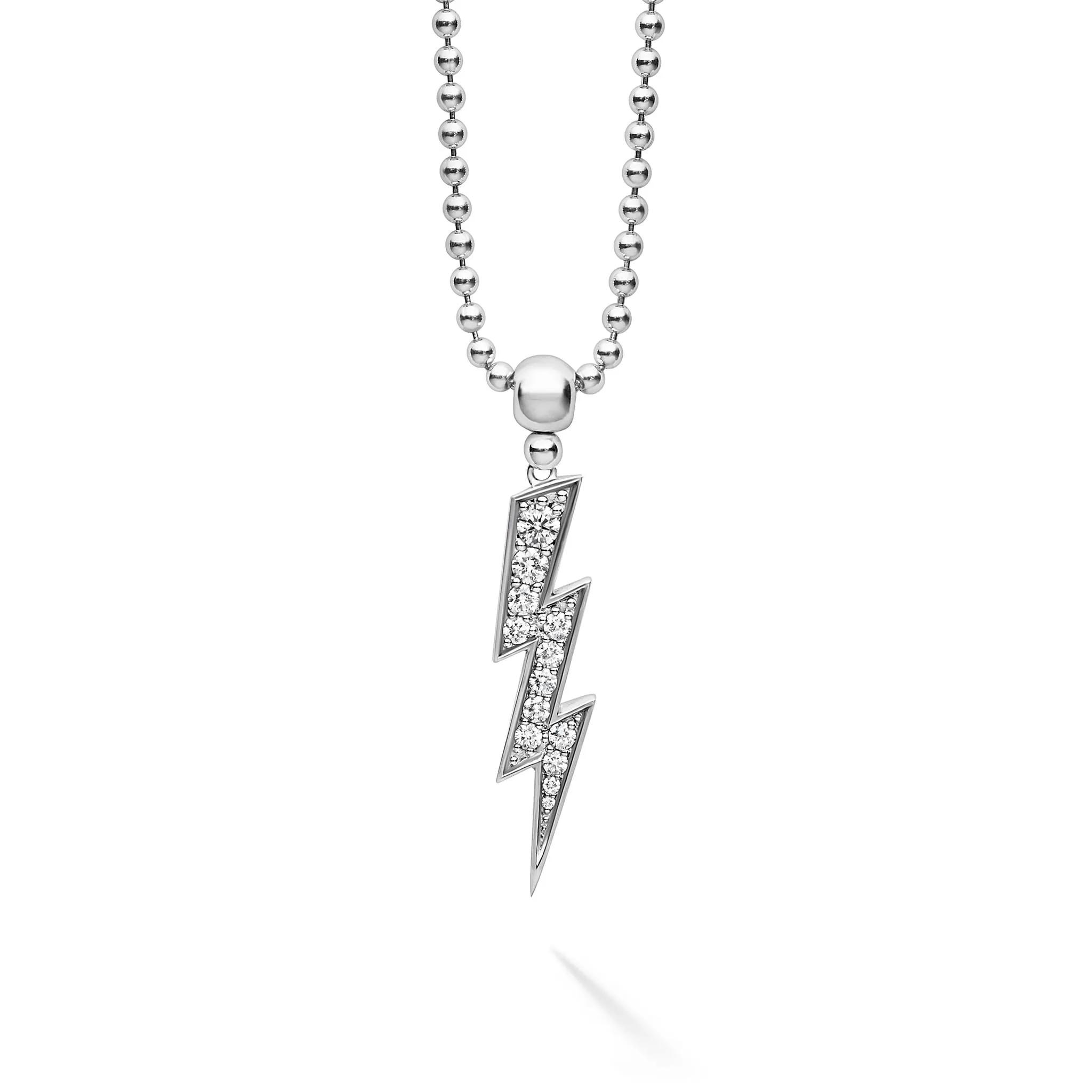 Caviar Spark Large Lightning Bolt Diamond Pendant Necklace