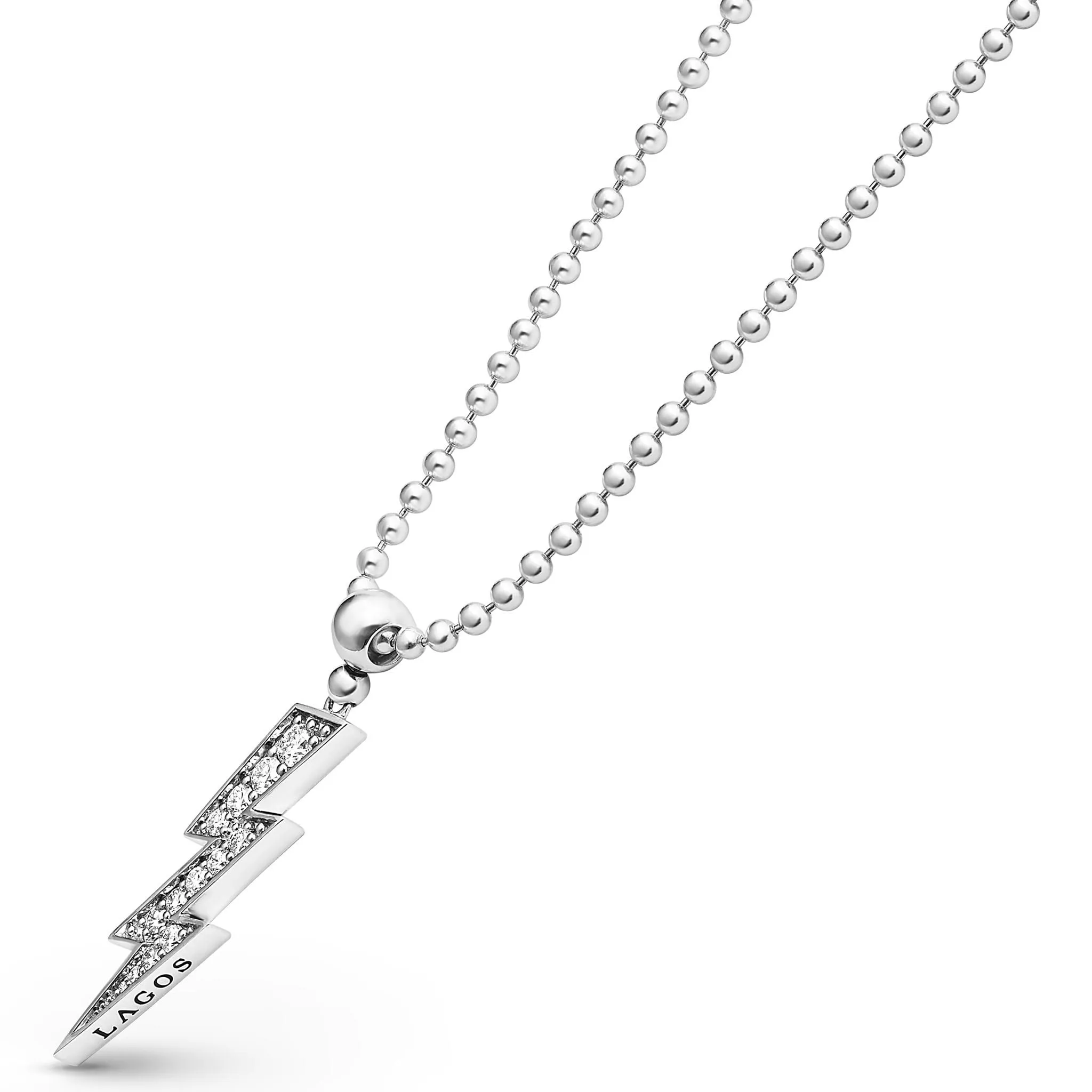 Caviar Spark Large Lightning Bolt Diamond Pendant Necklace