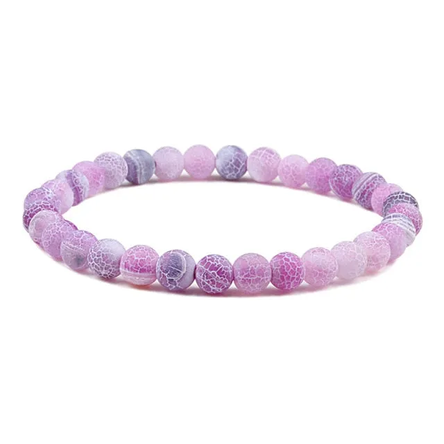 Charm Purple Weathered Stone Bracelet Chakra Crystal Buddha Lucky Charm Inspired Bracelet