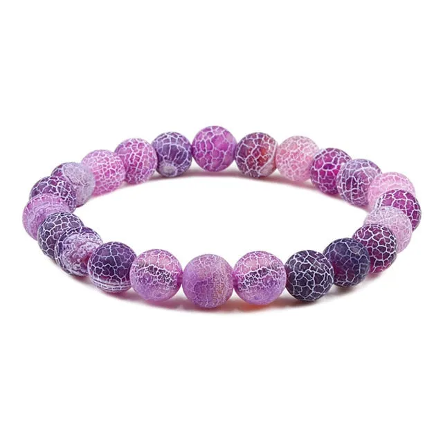 Charm Purple Weathered Stone Bracelet Chakra Crystal Buddha Lucky Charm Inspired Bracelet