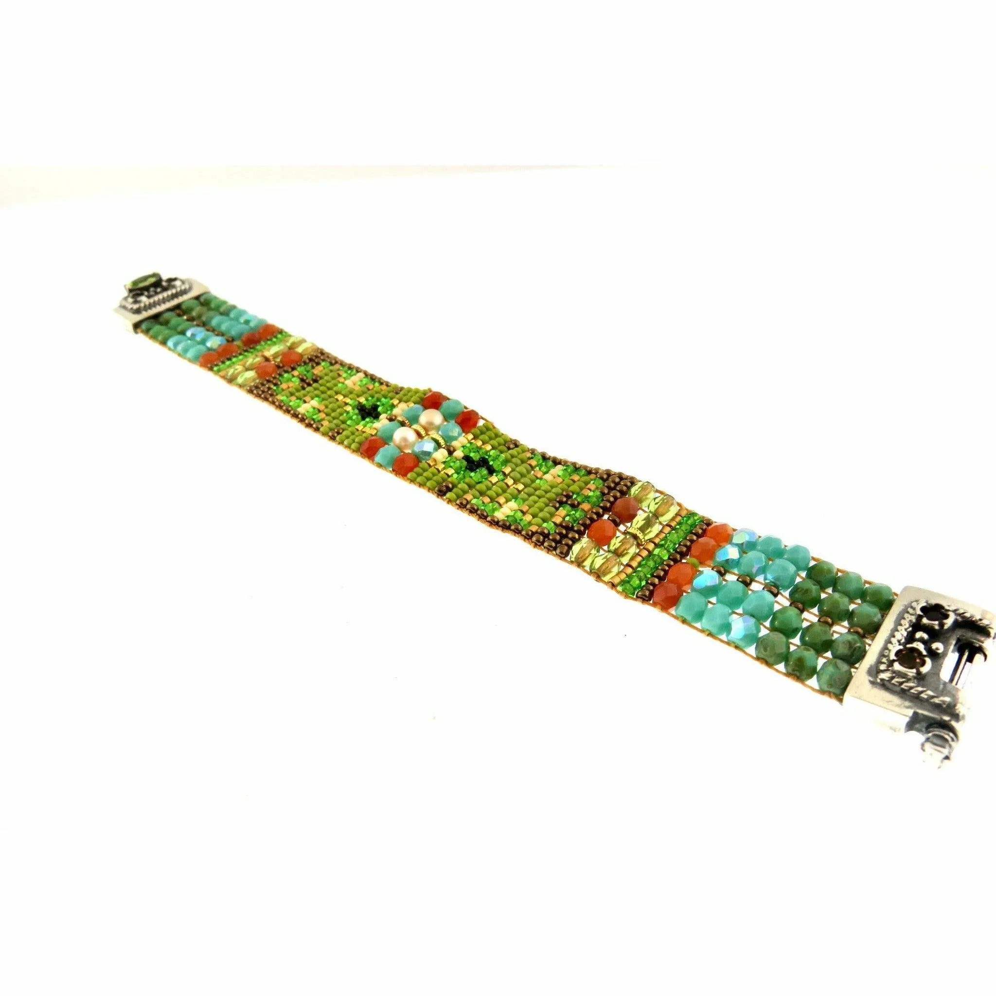 Chili Rose Turquoise Turtles  with  Turquoise Flower Tip Bracelet