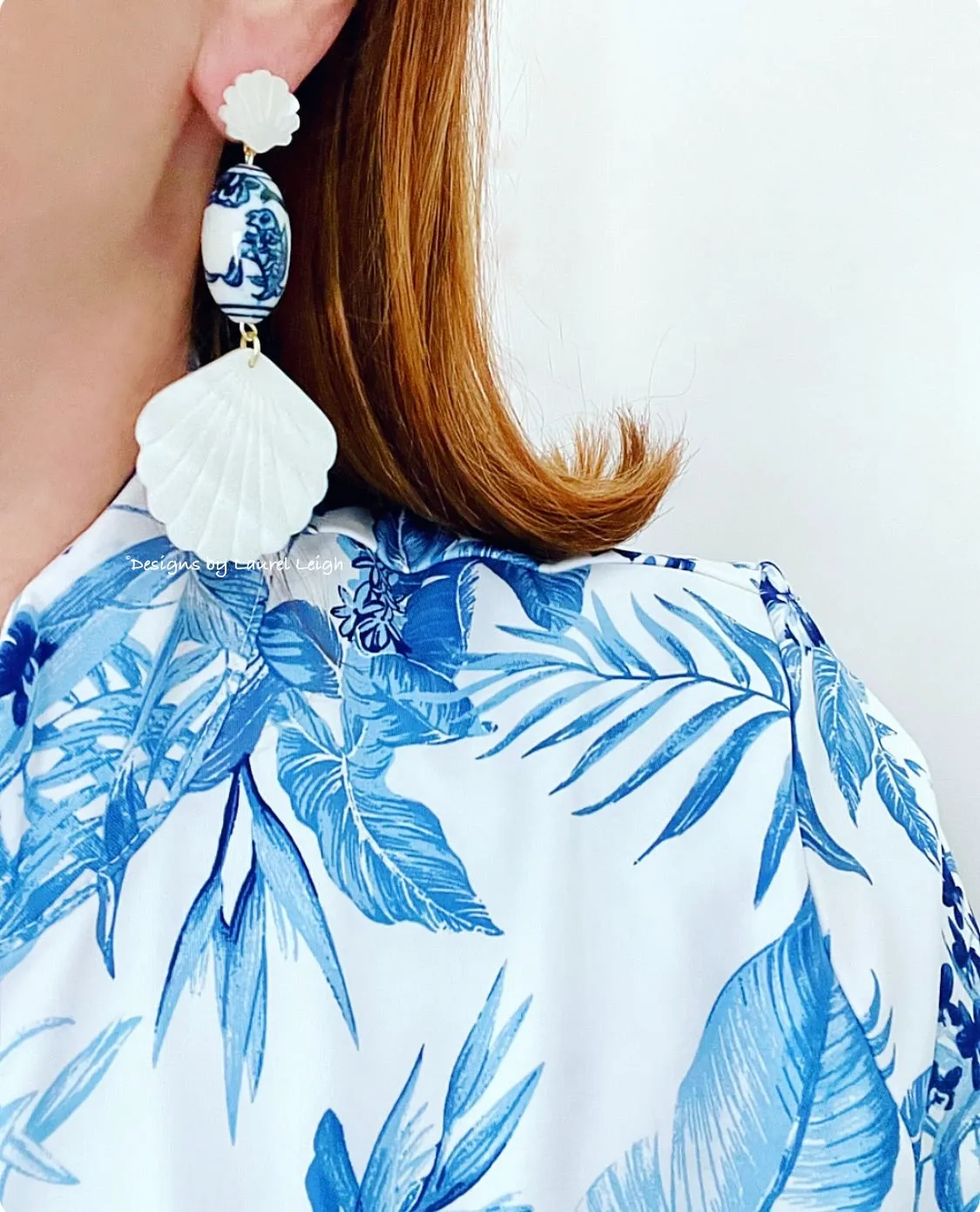 Chinoiserie Pearl Shell Drop Earrings