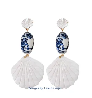 Chinoiserie Pearl Shell Drop Earrings