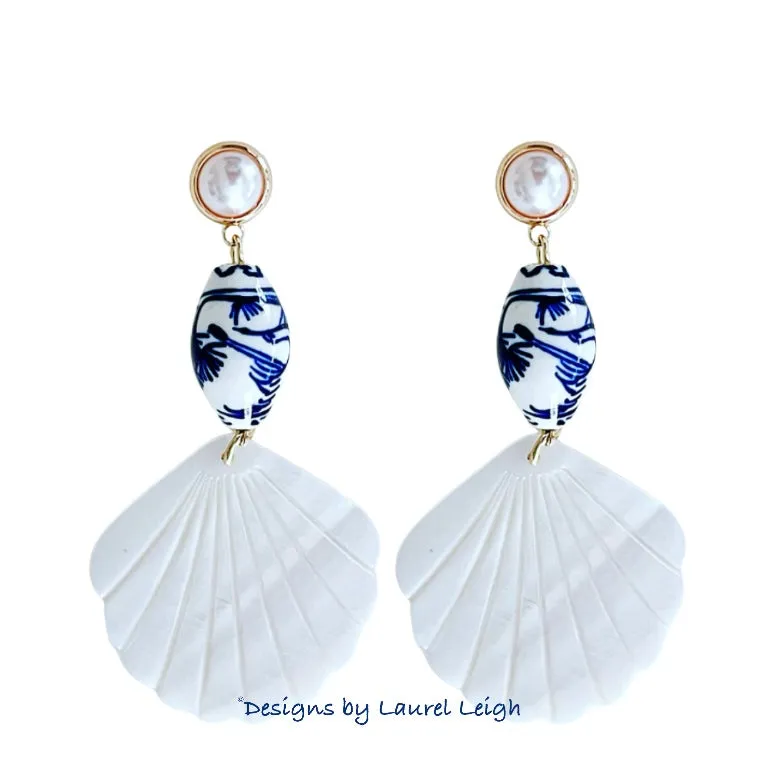 Chinoiserie Pearl Shell Drop Earrings