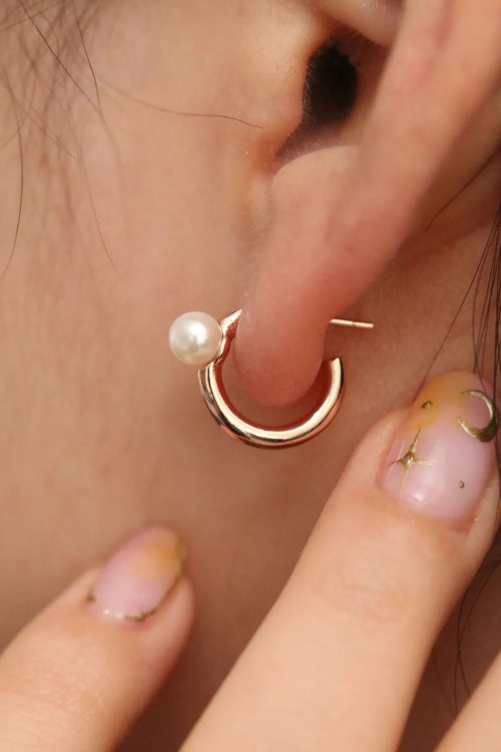 Chunky hoop with pearl earrings