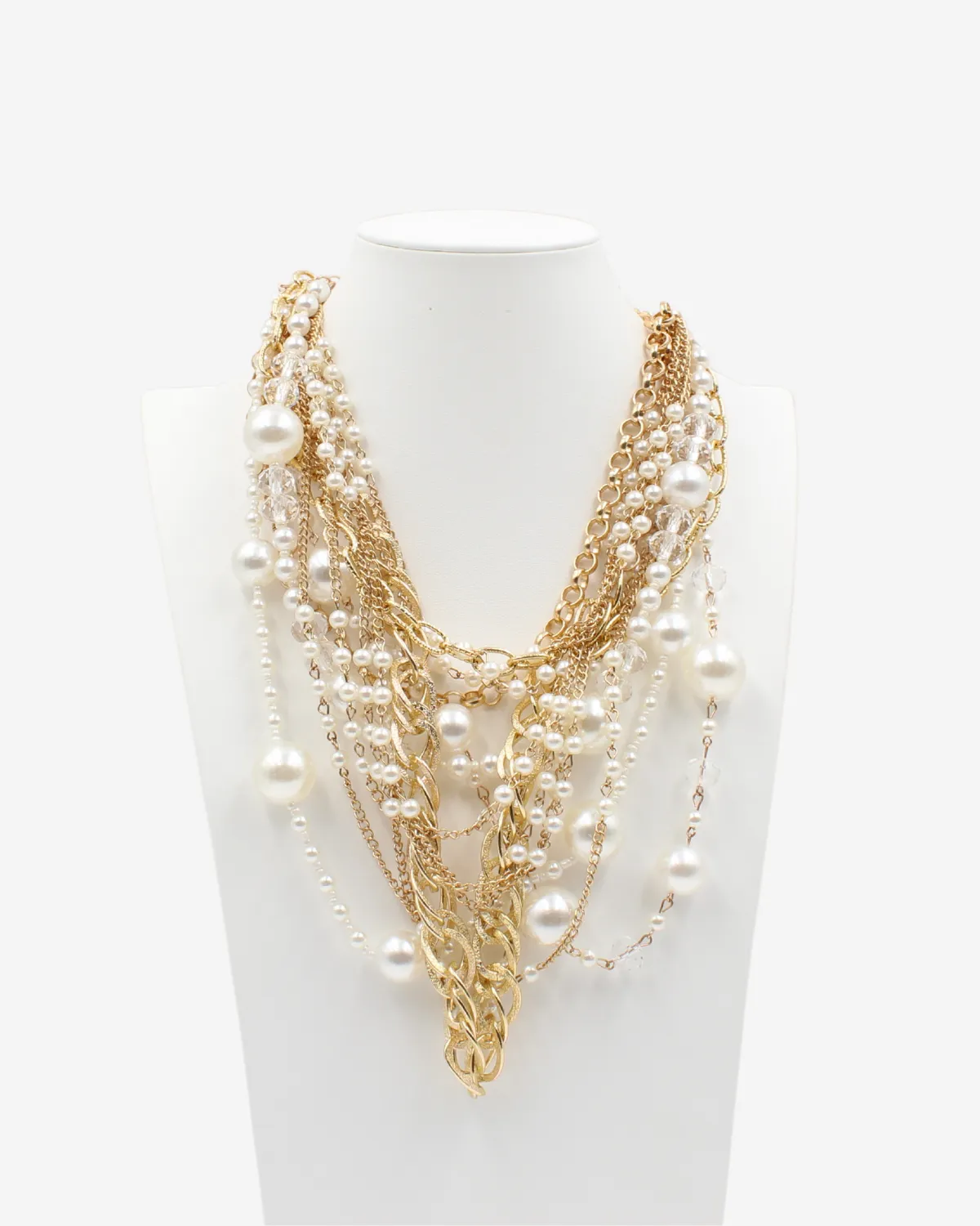 Chunky Pearl Layered Gold Necklace