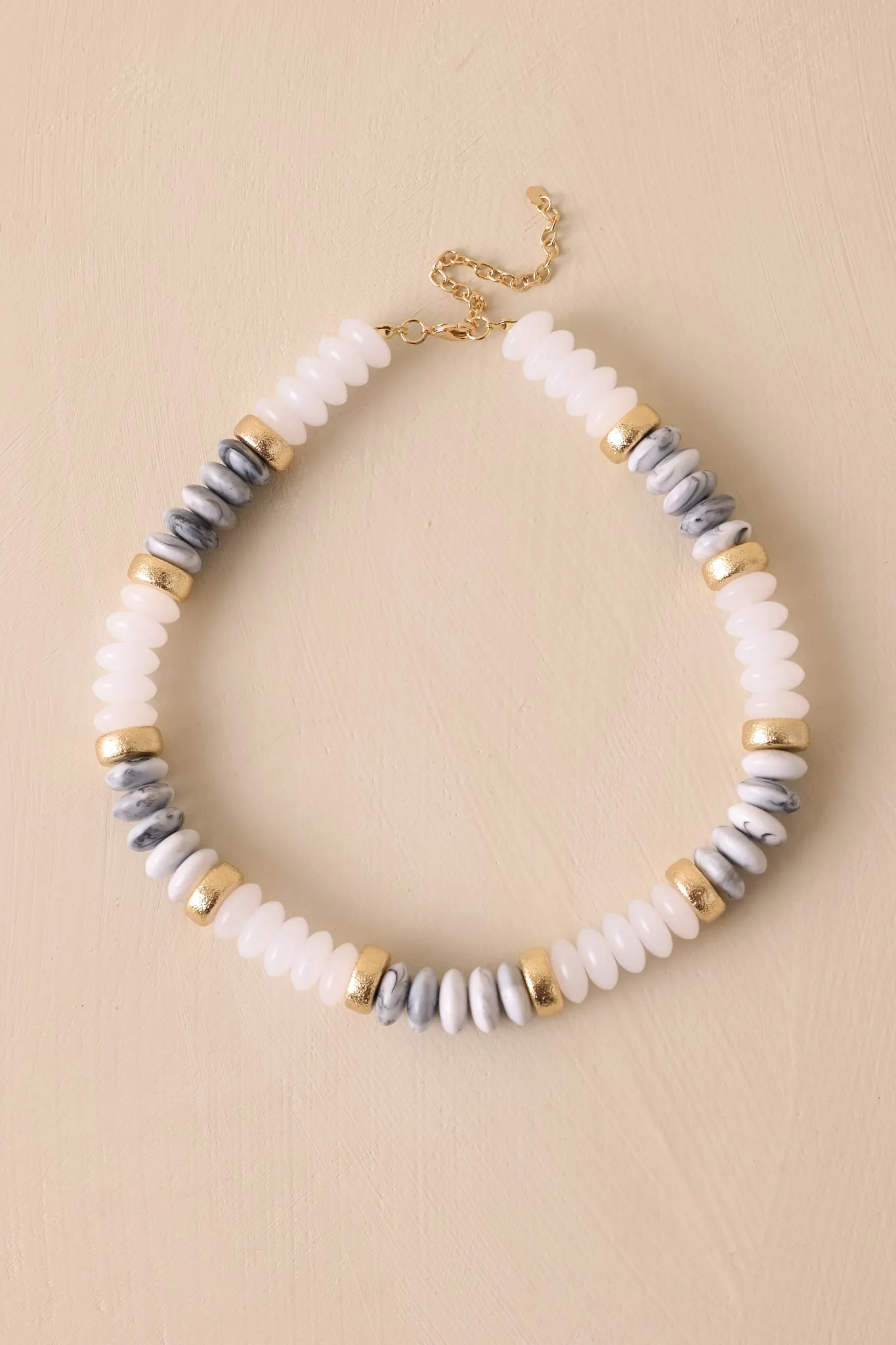 Clear As Day Ivory & Gold Beaded Necklace