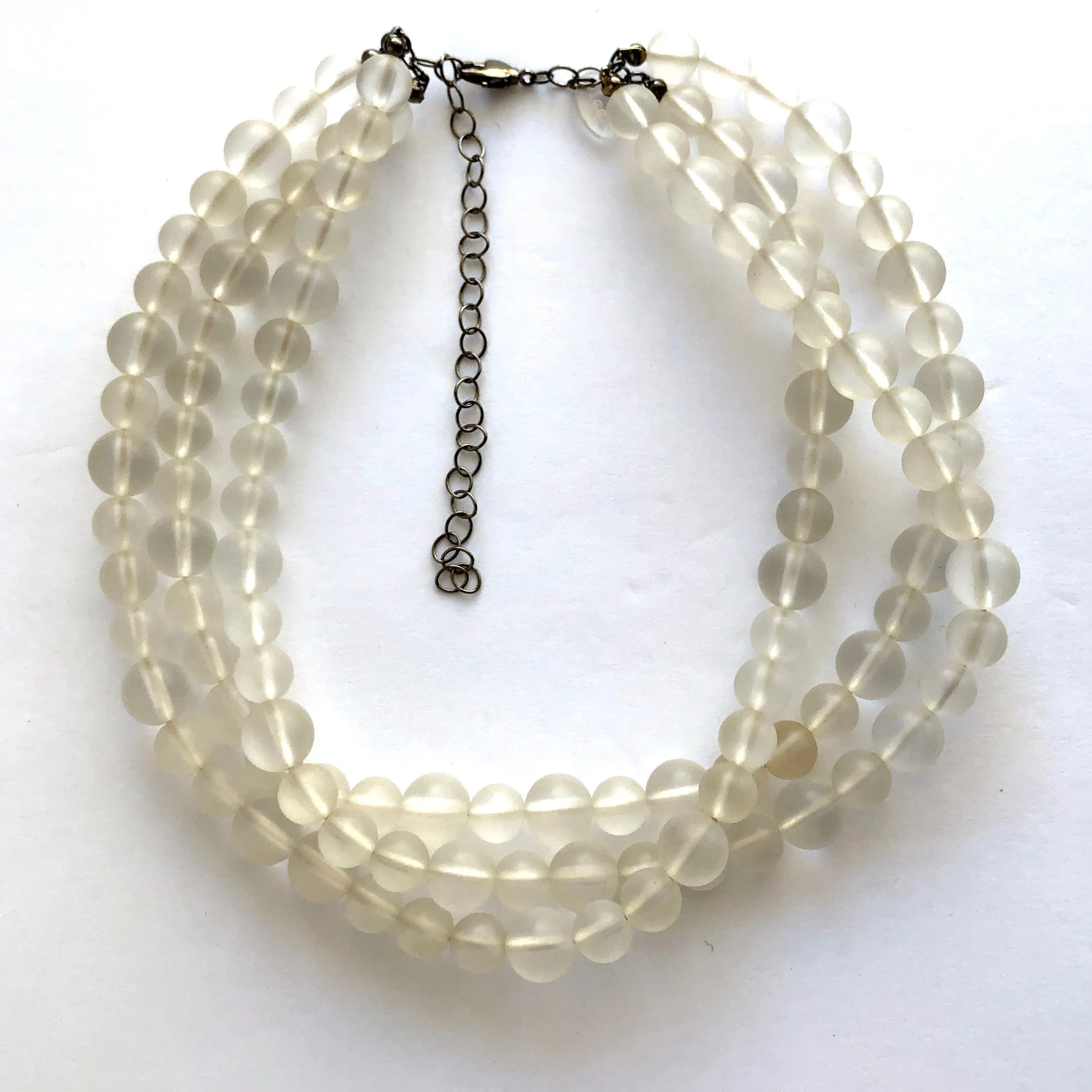 Clear Frosted Beaded Multi Strand Morgan Necklace