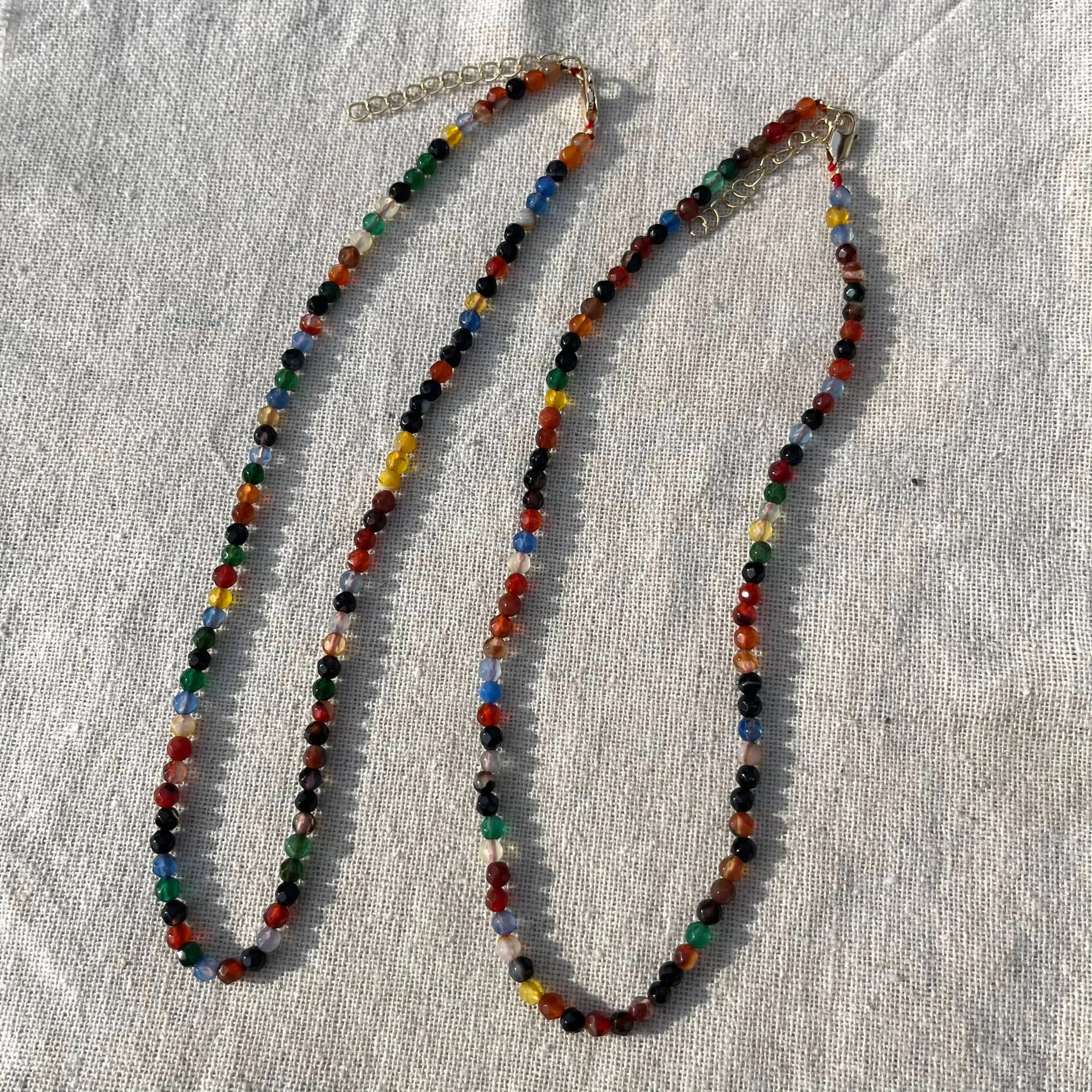 Coloured Agate 4mm Facet Beaded Necklace - Stability