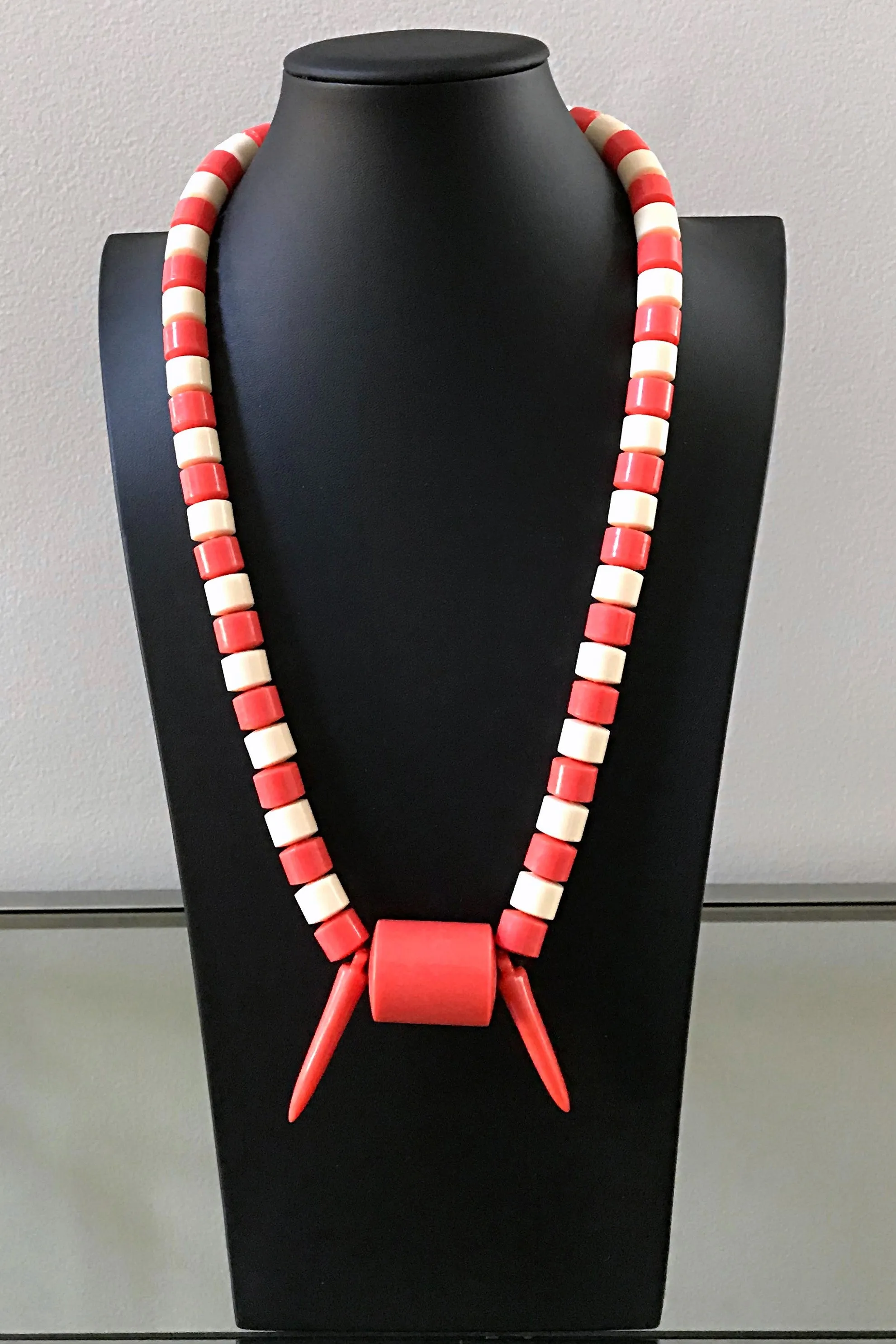 Coral & Off-white Nigerian Wedding Beads Necklace