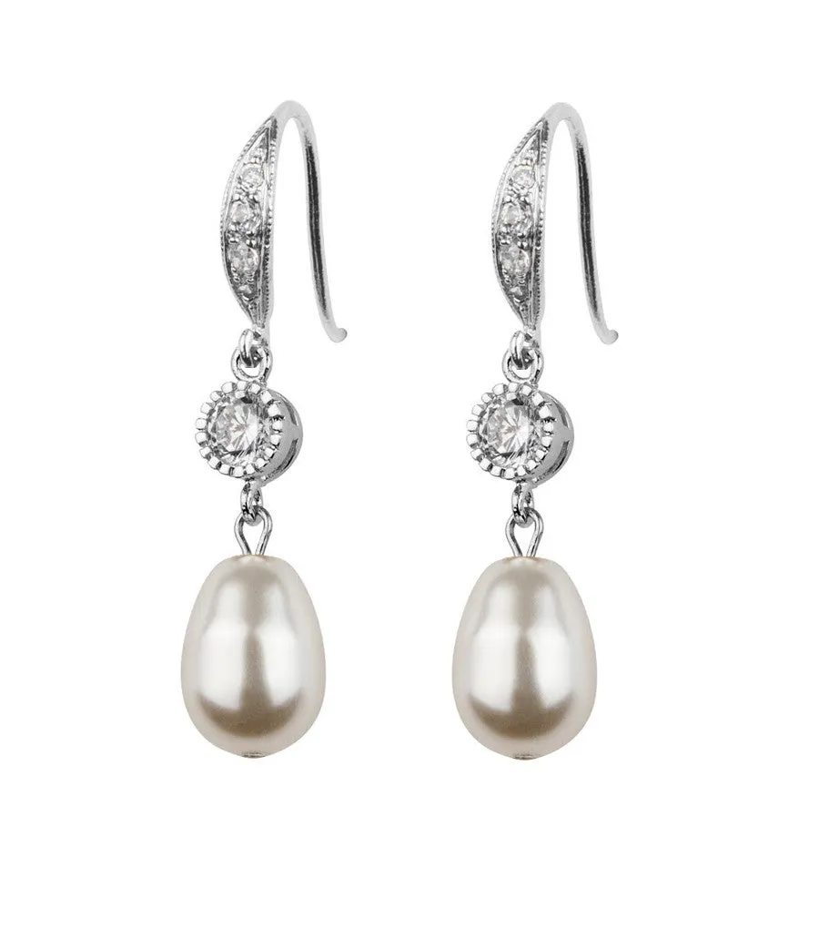 Crystal And Pearl Fish Hook Earrings