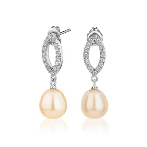 Cultured freshwater pearl drop earrings in sterling silver