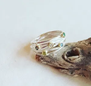 Custom 18k Gold and Silver Open Wrap Family Ring for Ryan and Emma