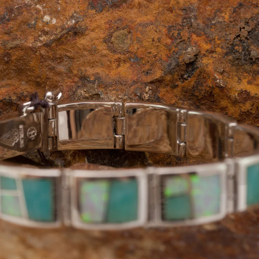 David Rosales Amazing Light Inlaid Sterling Silver Link Bracelet