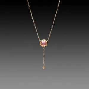 Delicate Pink Sapphire Necklace with Diamond Drop