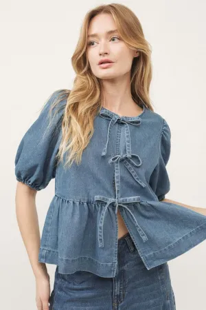 Denim Tie Blouse