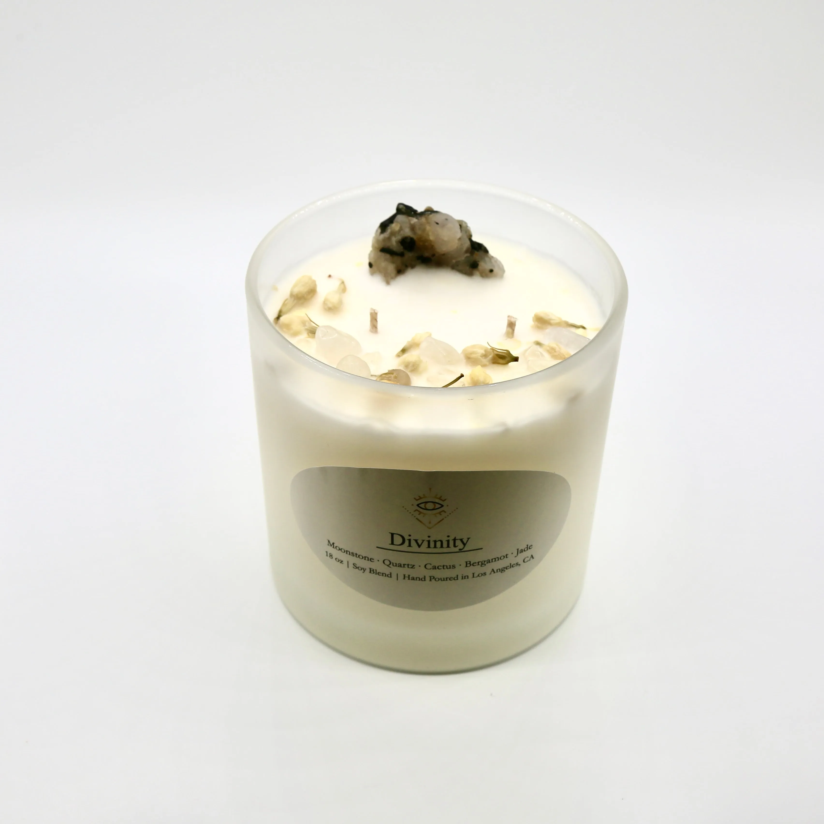 Divinity Intention Candle: Moonstone   Crystal Quartz