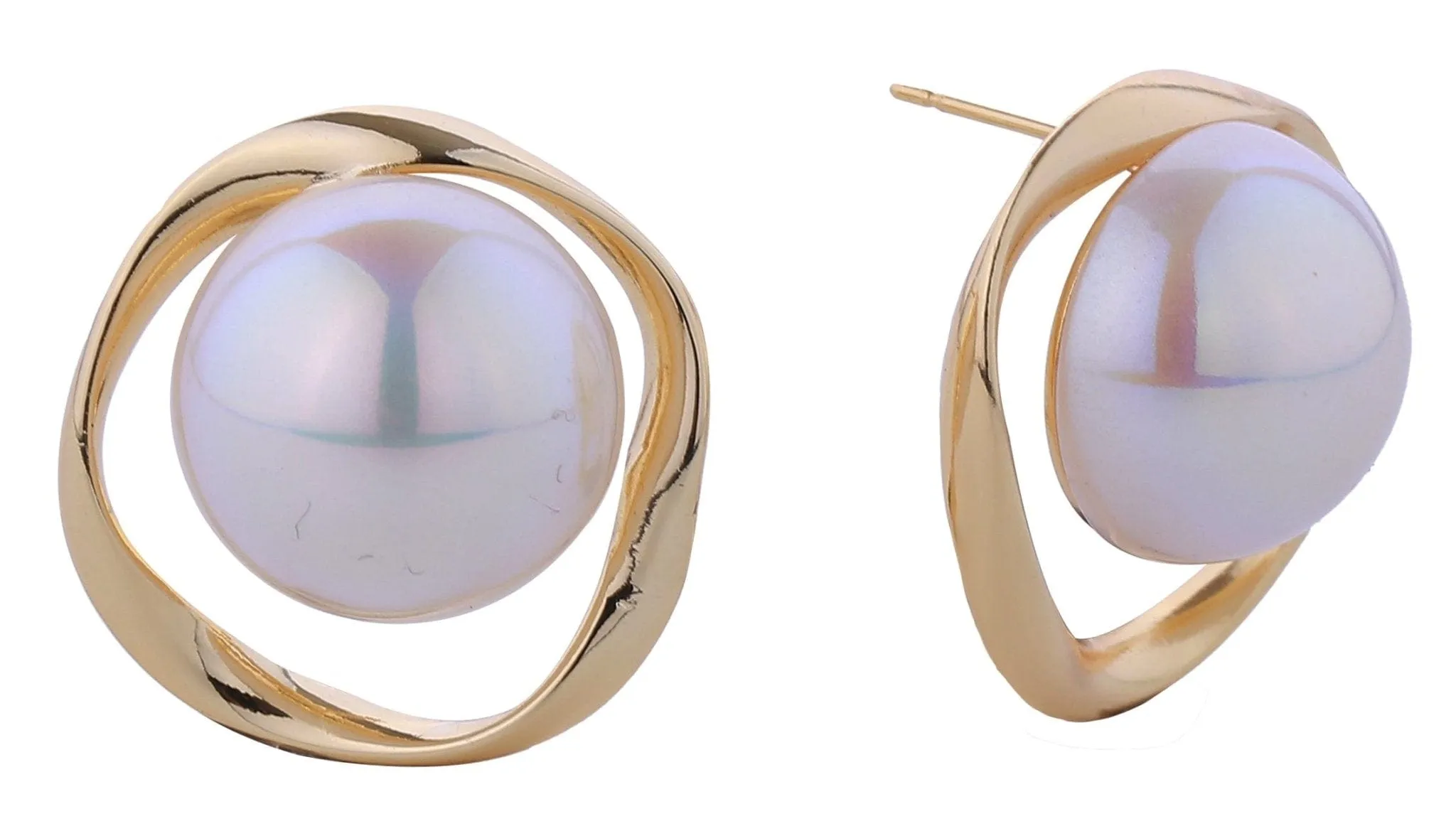 DJE310905 14K Globe Pearl Post Earrings