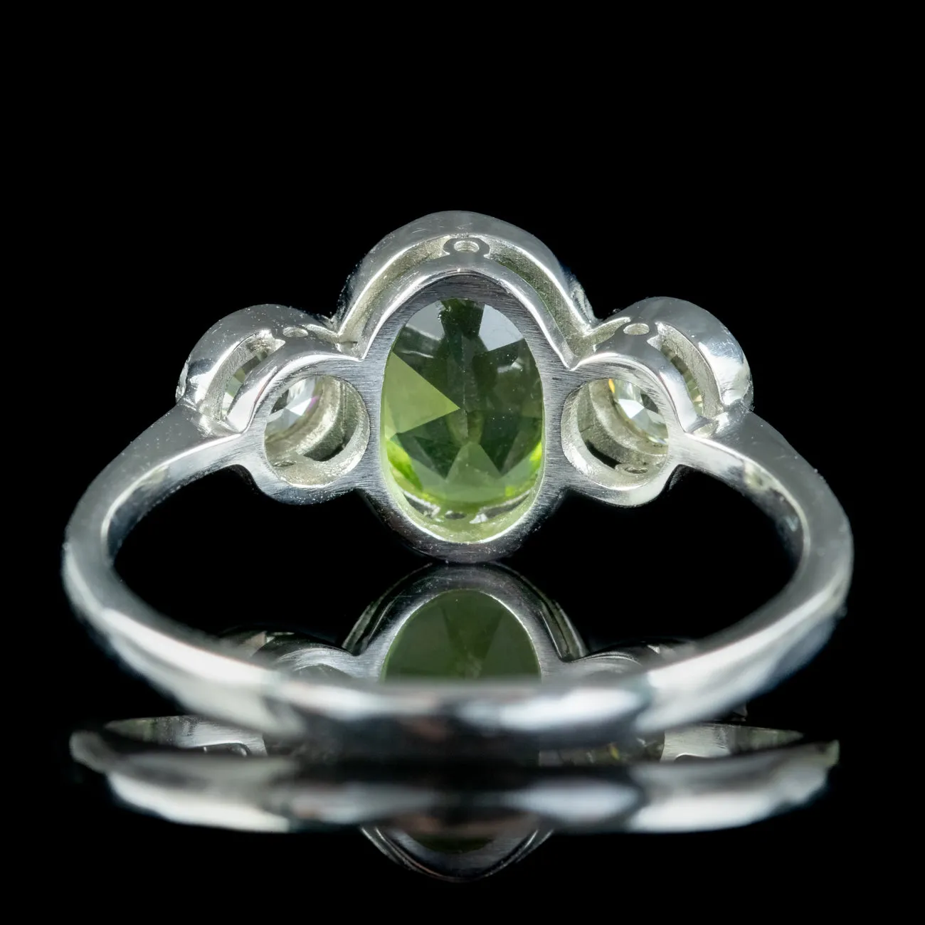 Edwardian Style Peridot Diamond Trilogy Ring 1.6ct Peridot