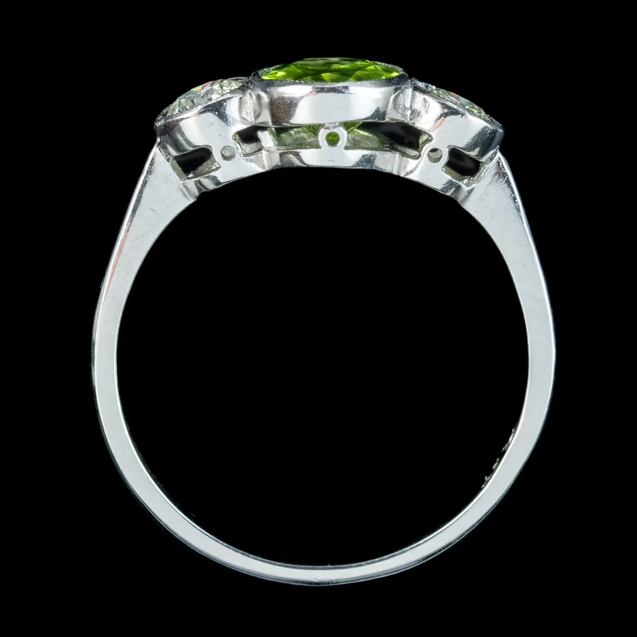 Edwardian Style Peridot Diamond Trilogy Ring 1.6ct Peridot