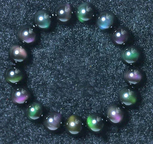 Elegant Looking Rainbow Purple Green Eye Obsidian Bracelet for women