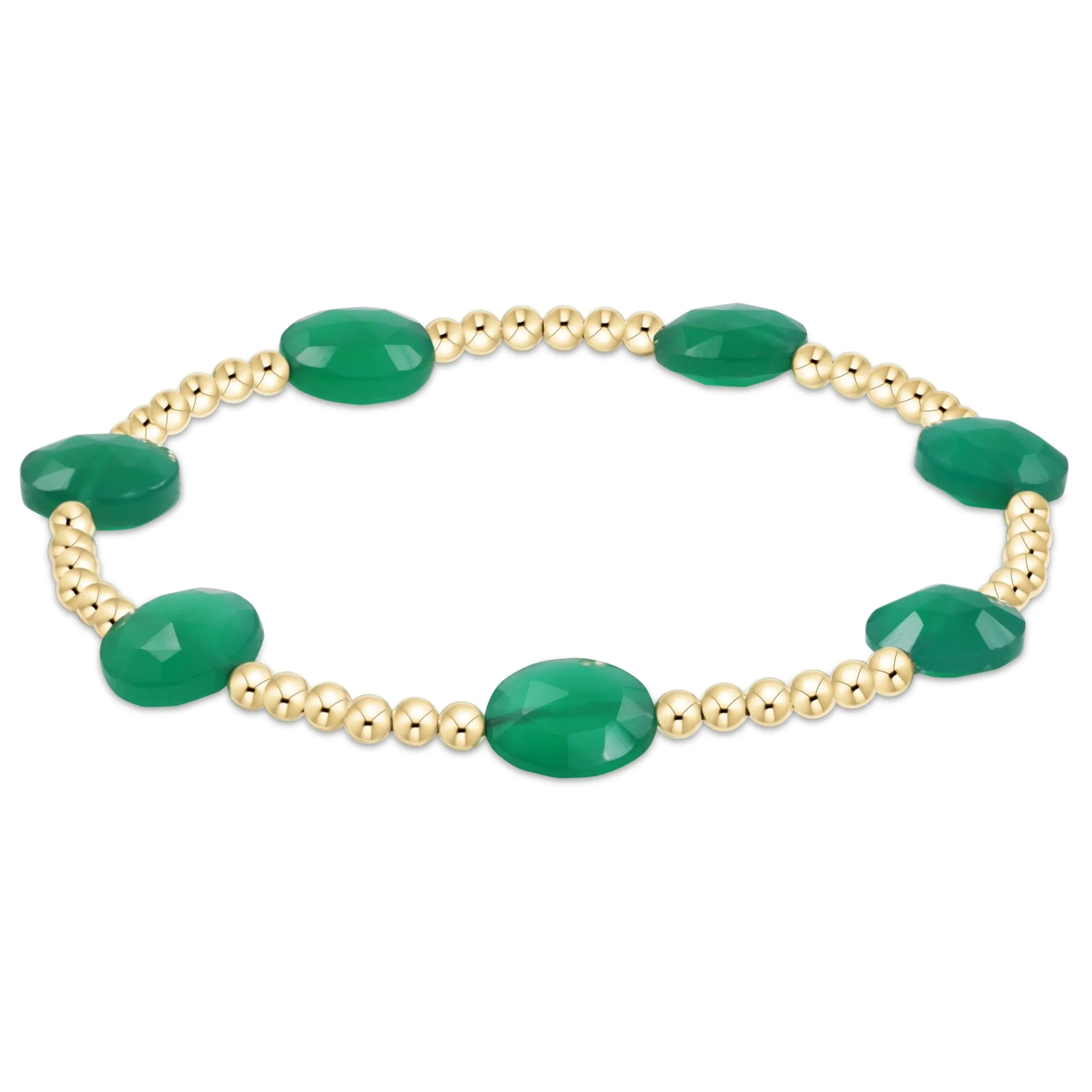 Enewton admire gold 3mm bead bracelet - green onyx