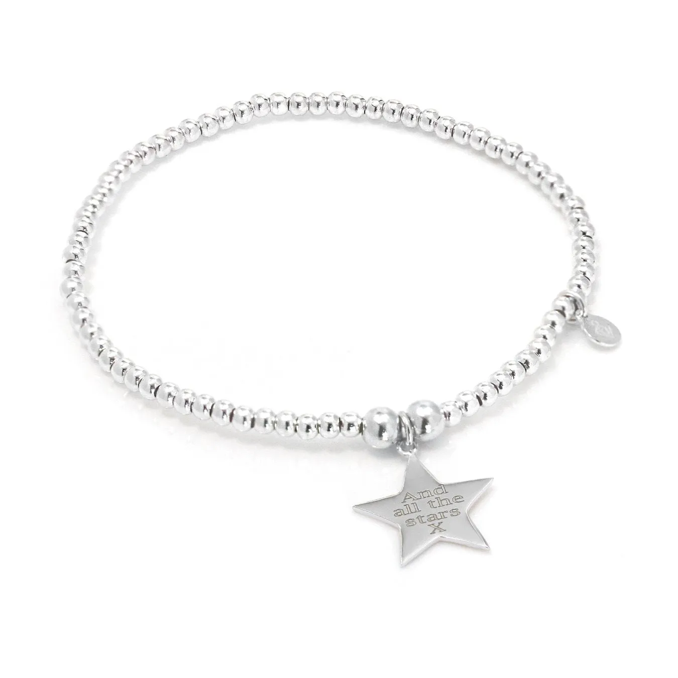 Engraved Star Token Bracelet - Sterling Silver