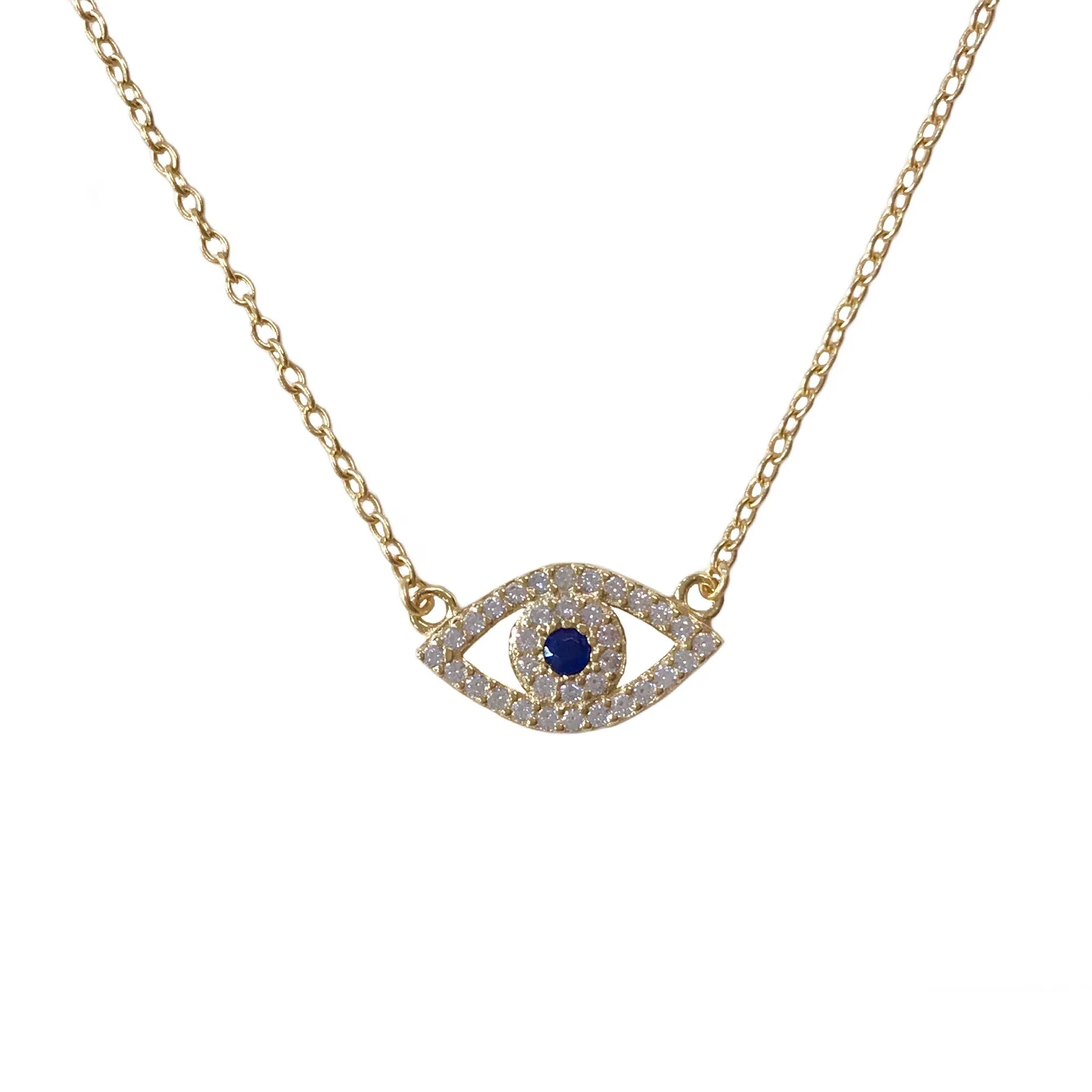 Evil Eye Sapphire Flat Necklace