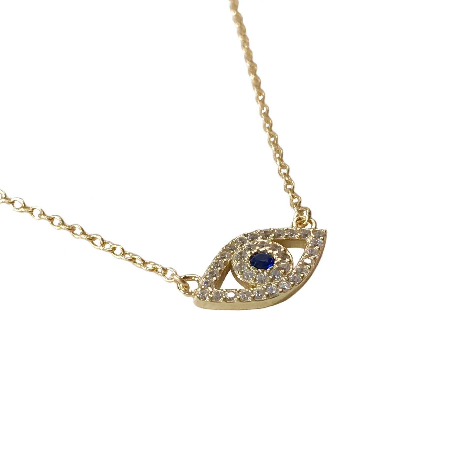 Evil Eye Sapphire Flat Necklace