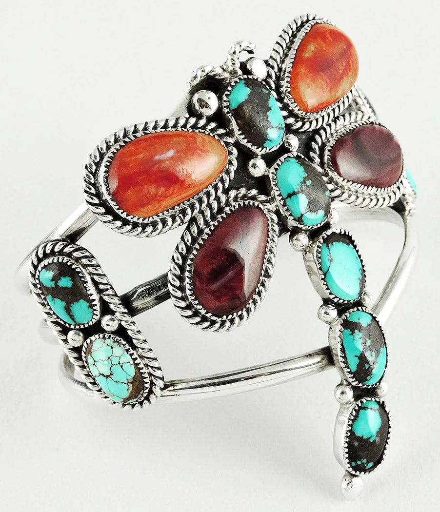 Exquisite Multi Material Dragonfly Cuff Bracelet