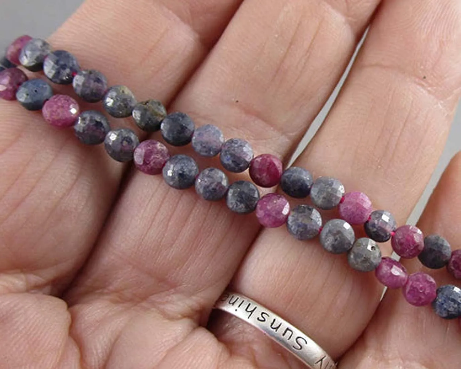 Faceted Flat Round Ruby/Sapphire Beads 2.5x4mm (C038)