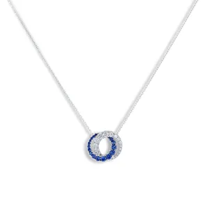 Frederic Sage 14K White Gold Intertwined Double Circle Sapphire Pendant Necklace