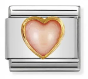 Gemstones - Pink Coral Heart Gold Charm