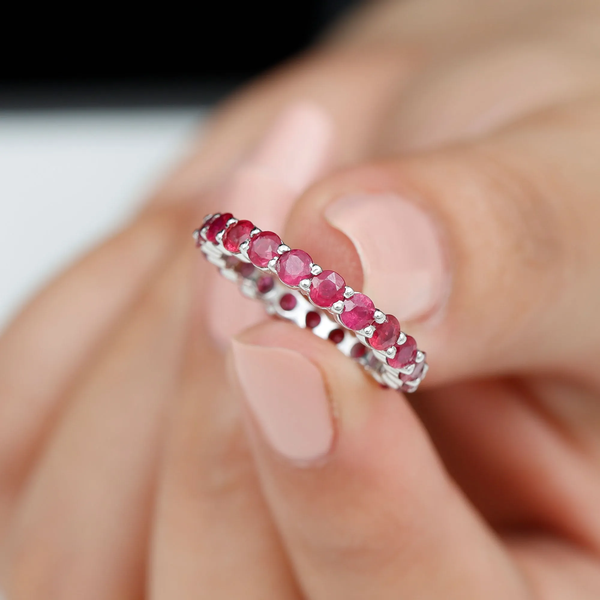 Genuine Red Ruby Full Eternity Ring