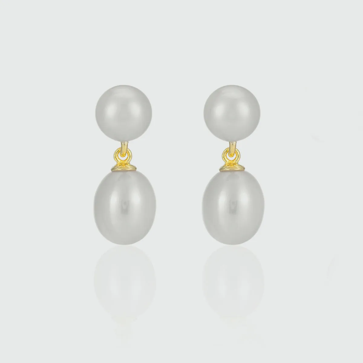 Glebe Double White Pearl & Gold Vermeil Drop Earrings