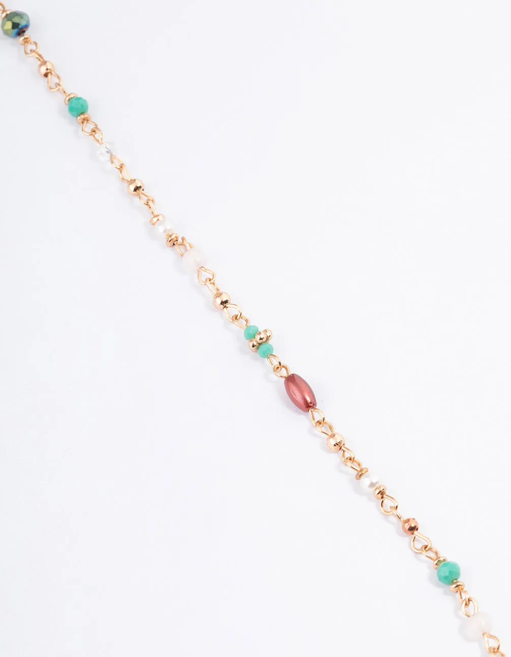 Gold Mixed Facet Beaded Long Necklace